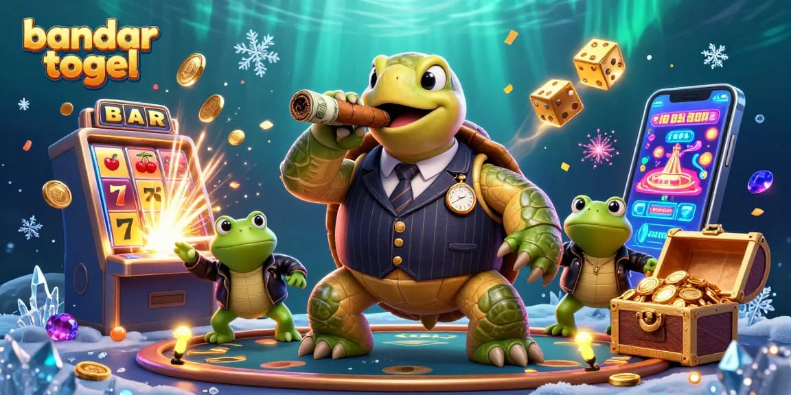 Experience action at bandar togel with a 3D snapping turtle mobster and thrilling casino elements.