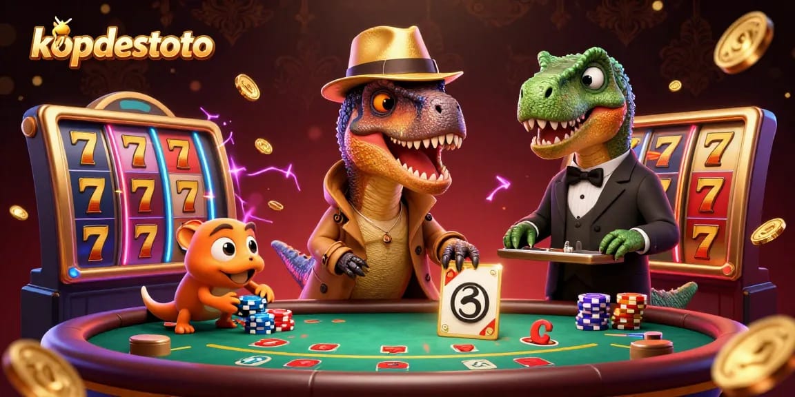 Experience the thrill of kopdestoto with a playful velociraptor counter and dynamic casino action.