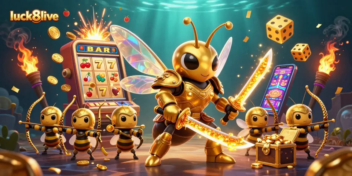 Experience thrilling wins at luck8live, a vibrant 3D casino scene filled with dynamic games and golden jackpots.