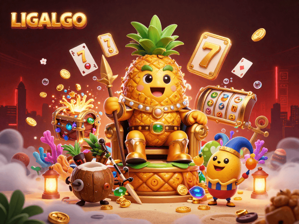 LIGALGO brings excitement to your games with a dynamic casino scene, featuring characters and slots.
