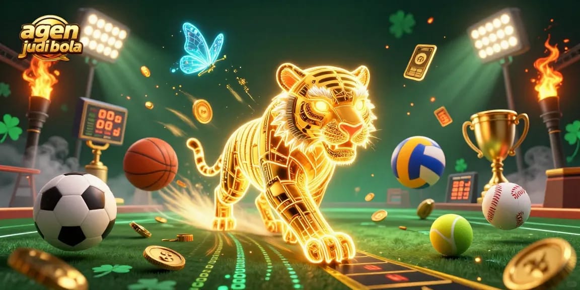 Immerse in the thrilling action of agen judi bola as you strategize your bets amidst neon lights and sports energy.