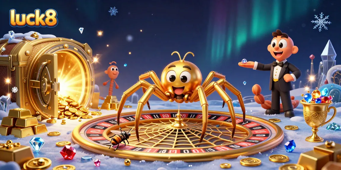 Engage in exciting bets at luck8's vibrant casino with a golden spider and a centipede croupier.