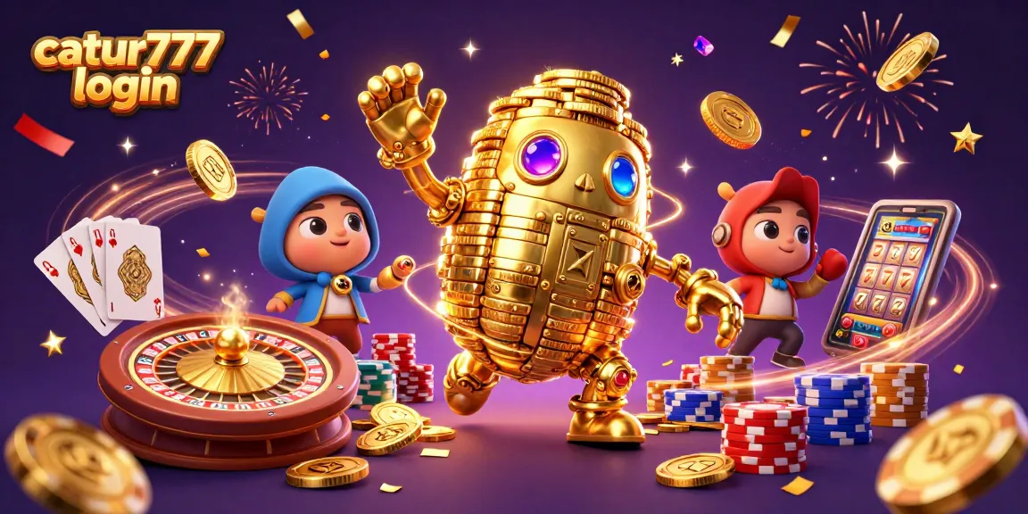 Experience catur777 login with vibrant 3D casino elements in a dynamic gaming scene.