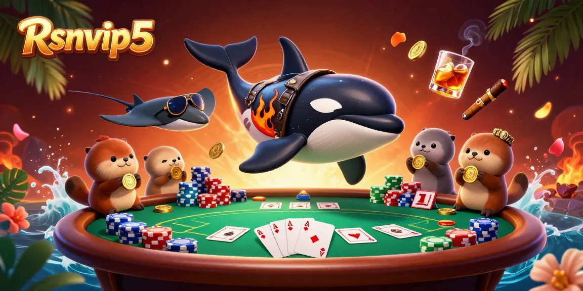 Rasakan aksi kasino yang mendebarkan dengan karakter vibrant Rsnvip5 dan elemen poker yang dinamis.