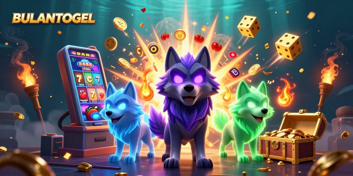 BULANTOGEL captivates players with a vivid 3D casino scene featuring dynamic slot action and ghostly wolves