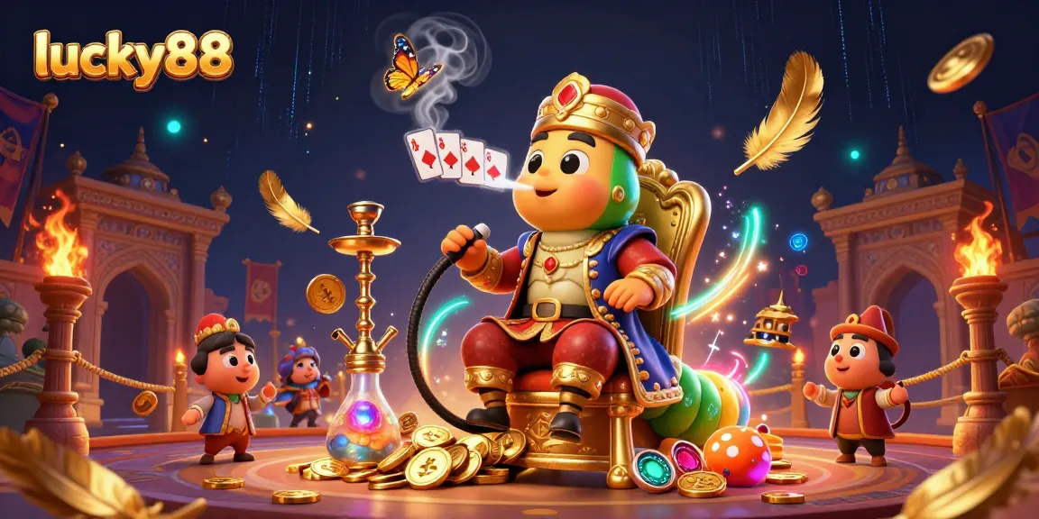 Experience luck and excitement with lucky88's vibrant casino gameplay depicting a caterpillar master.