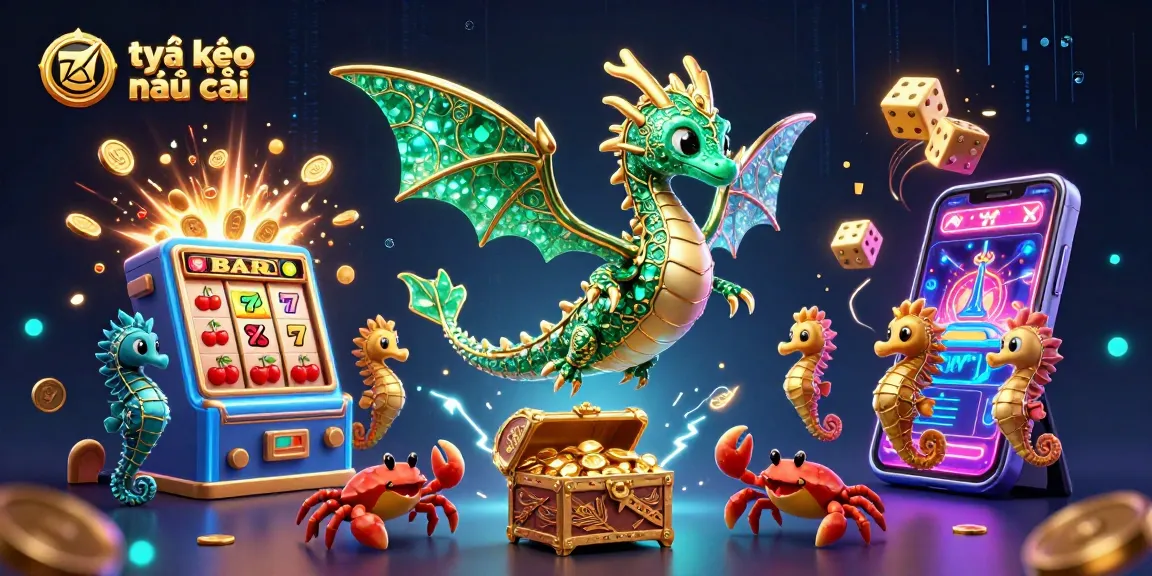 Experience the thrill of tỷ lệ kèo nhà cái with vibrant casino gaming elements and joyful characters.