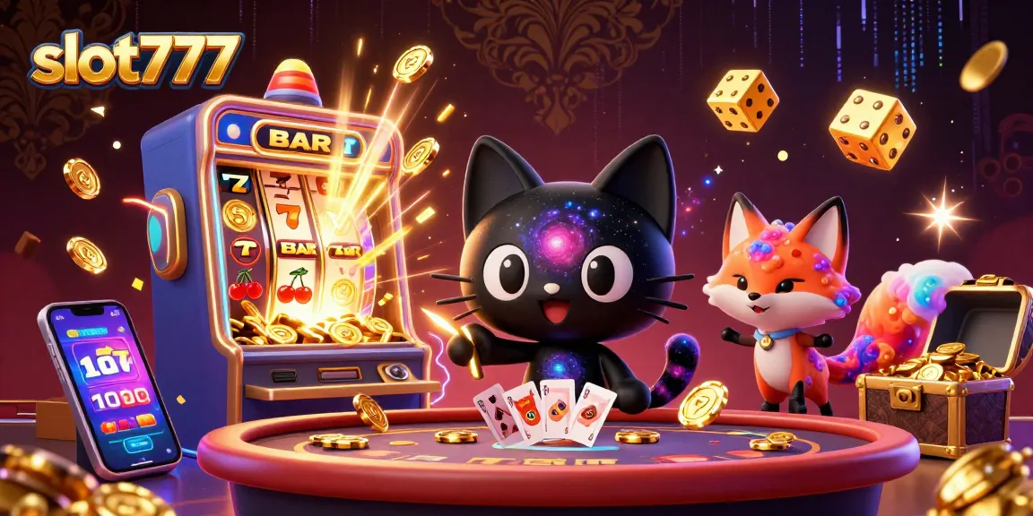 Experience the excitement of slot777 with a cosmic cat and whimsical fox at this vibrant cosmic casino.