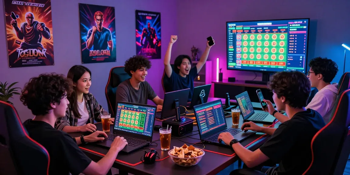 Players engaged in a lively LEVISTOTO togel 4D gaming session at home