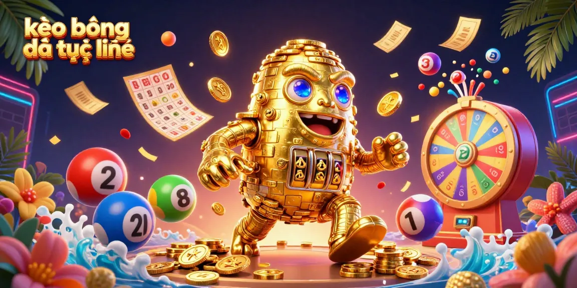 Engage in the excitement of kèo bóng đá trực tuyến with a vibrant and dynamic 3D animated scene of betting elements and characters.