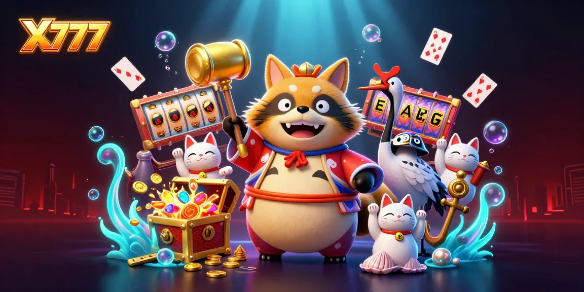 X777 showcases dynamic gaming action with vibrant characters enjoying casino-style fun.