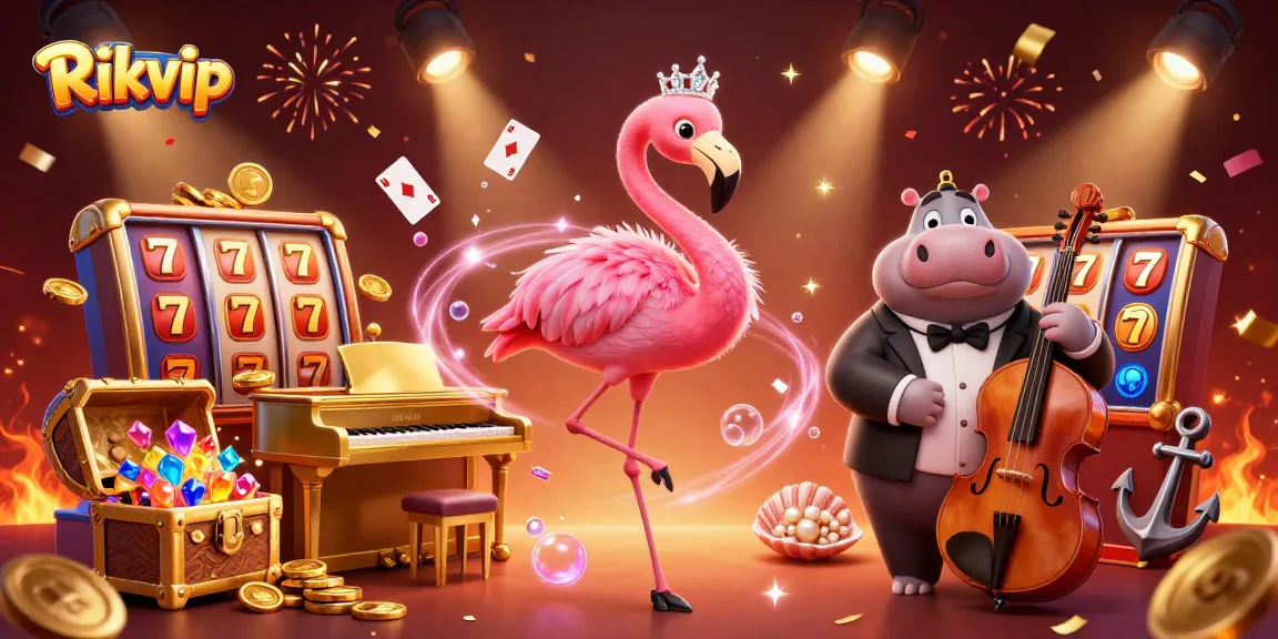 Engage with thrilling games at Rikvip's vibrant casino scene featuring lively characters and dynamic elements.