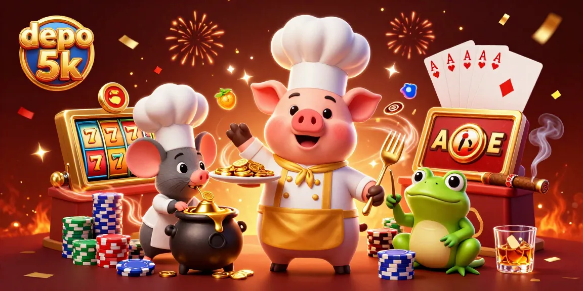 Experience the excitement of depo 5k slots with vibrant characters and golden winnings.