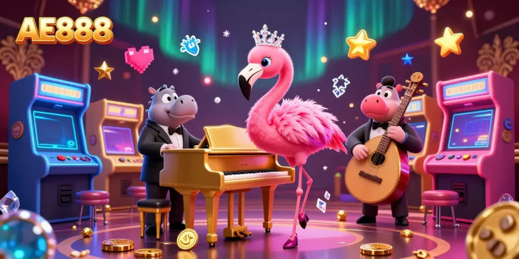 Experience the vibrant AE888 casino atmosphere with our colorful 3D cartoon characters showcasing lively gaming.