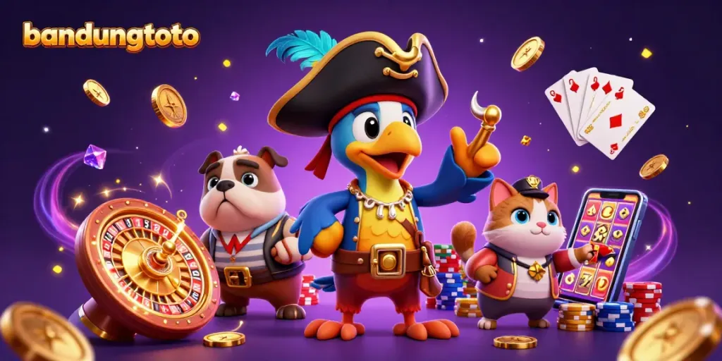 Experience thrilling gaming wins with bandungtoto featuring 3D pirates, vibrant coins, and dynamic casino elements.