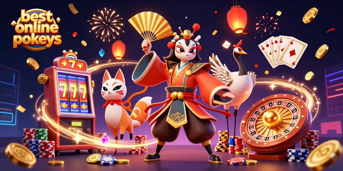 Spin the best online pokies with luck and excitement in this vibrant 3D casino scene!