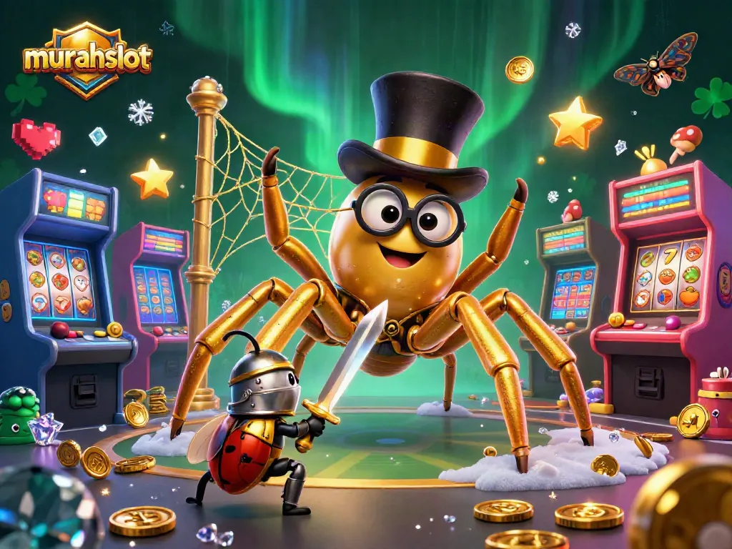 Engage with murahslot at a vibrant casino illustration featuring exciting slots and colorful characters.