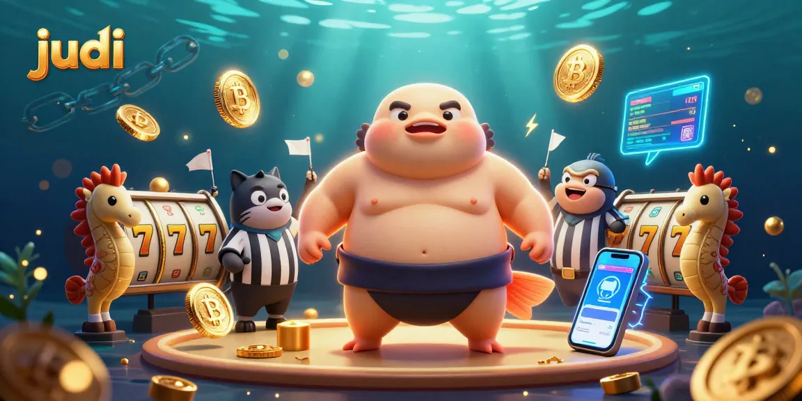 Engage in judi with lively underwater gaming featuring a fugu, catfish referee, and cryptocurrency elements.