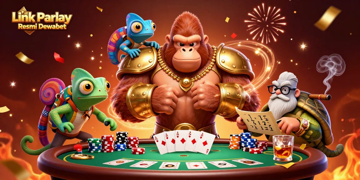 Engage with exhilarating bets at Link Parlay Resmi Dewabet, featuring vibrant characters and dynamic casino elements.