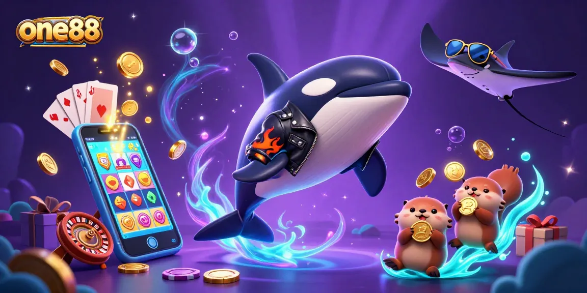 one88’s vibrant underwater casino scene with dynamic characters and gaming elements.