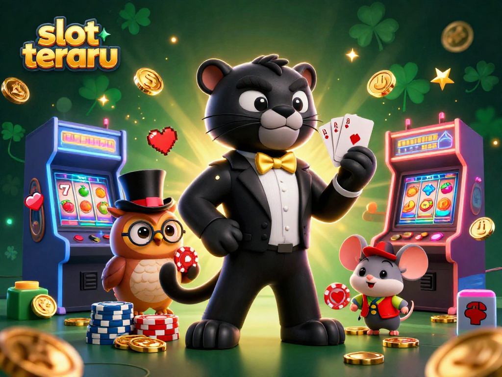 Play exciting new slot terbaru games with this vibrant casino illustration featuring unique characters and elements.