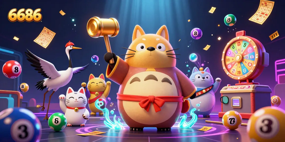 Engage with 6686 as the cheerful tanuki brings luck and excitement in a vibrant casino scene.