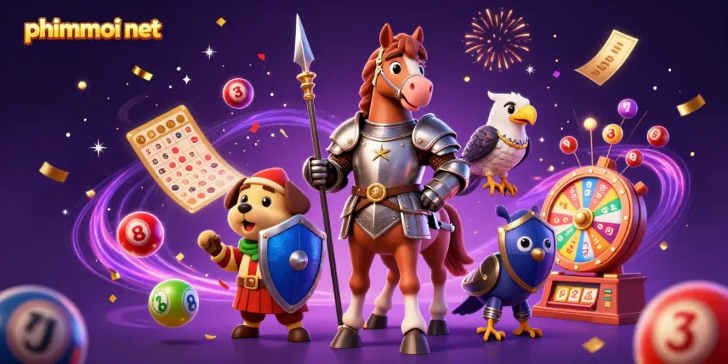 Experience high-energy gaming at phimmoi net with medieval characters and festive casino elements.