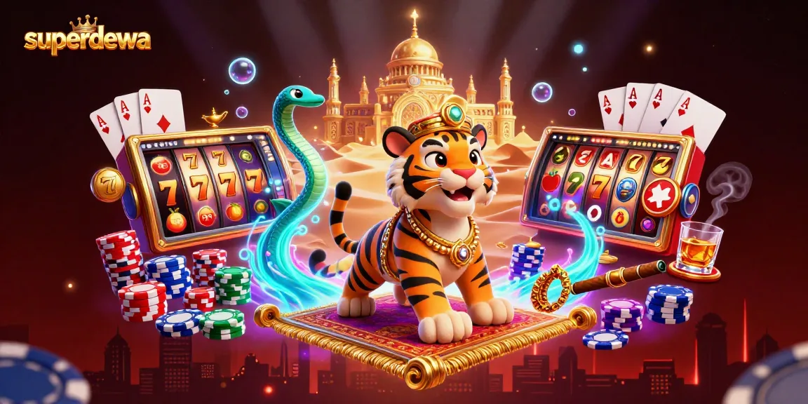 Menangkan slot di superdewa dengan slot reel dan simbol keberuntungan yang berkilau.