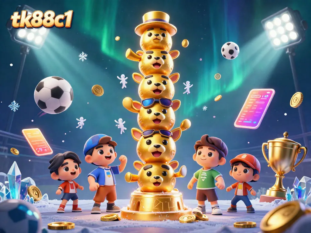 Experience thrilling gameplay at tk88c1 with the vibrant 3D casino totem and dynamic sports elements.