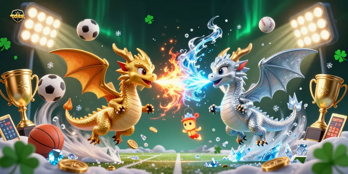 Engage with TD88's thrilling gaming world featuring gold and silver dragons amid a vibrant casino atmosphere.