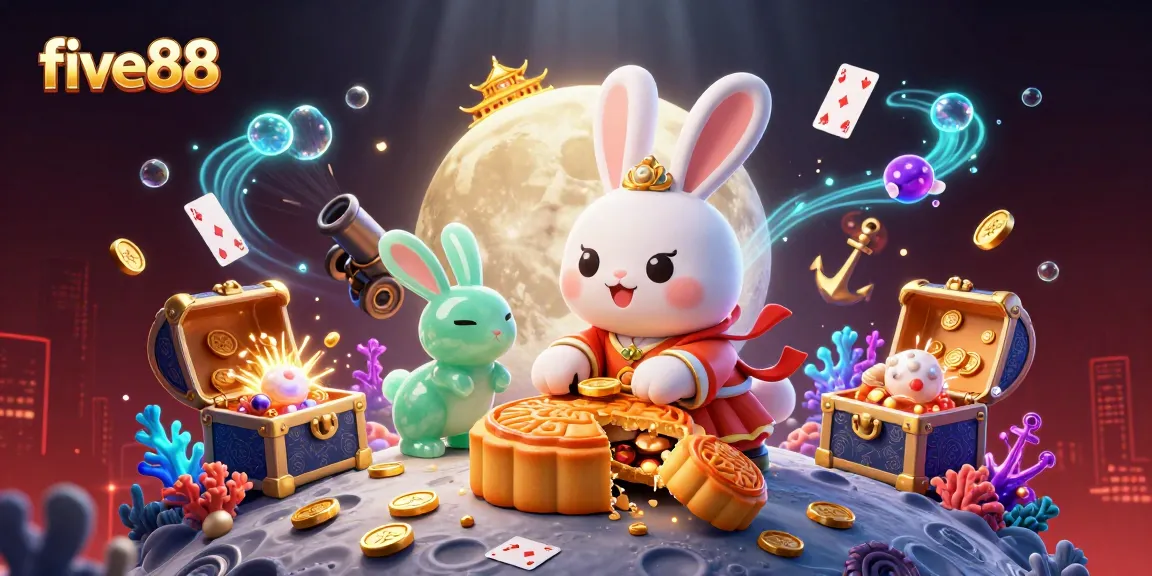 Experience the thrill of five88 with this dynamic illustration featuring casino elements and vibrant colors.