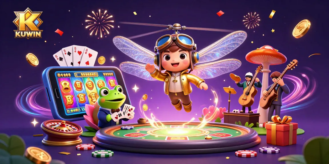 Spin to win at KUWIN with vibrant colorful slot games and live gaming characters.