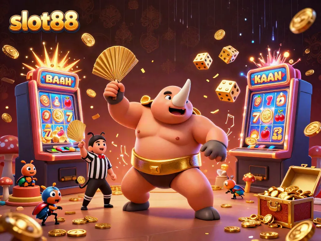 Experience thrilling slot88 wins with vibrant coins, dynamic characters, and casino elements.