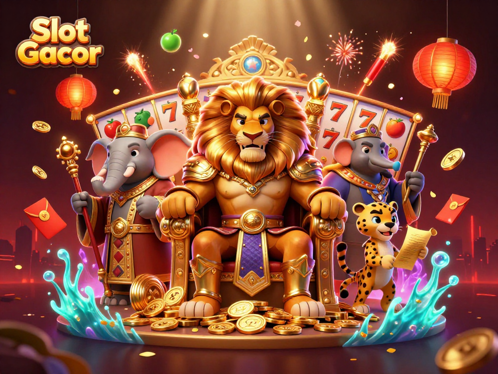 Experience the thrill of Slot Gacor with vibrant characters and dynamic game elements in a rich 3D illustration.