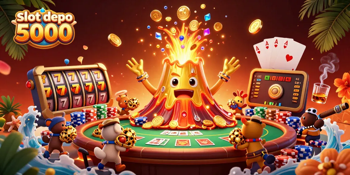 Menang dalam slot depo 5000 dengan petualangan menakjubkan erupsi gunung emas dan karakter kartun yang meriah.