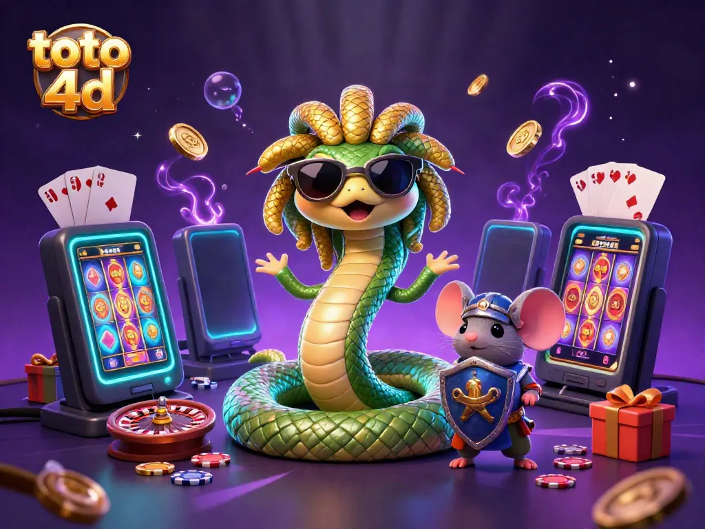 Experience the thrill of toto 4d with Medusa and a warrior mouse in a magical casino setting