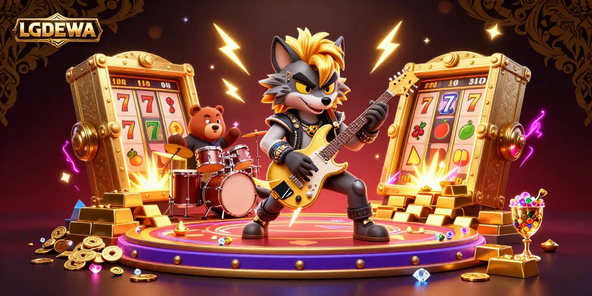 Engage in exciting slot games at LGODEWA, featuring vibrant characters and captivating casino elements.