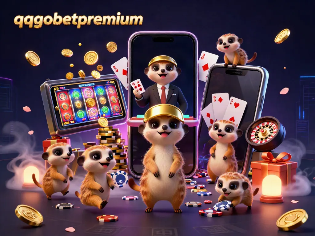 Experience dynamic gaming action at qqgobetpremium with meerkats managing a lively casino atmosphere.