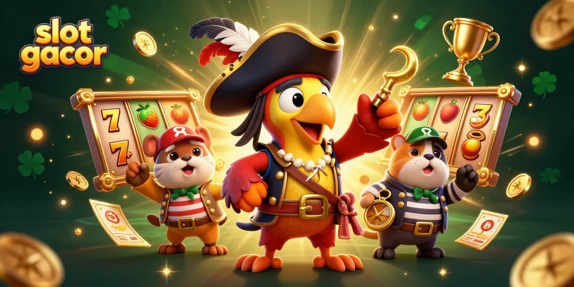 Spin and win at slot gacor with vibrant gaming elements and characters celebrating jackpot wins.