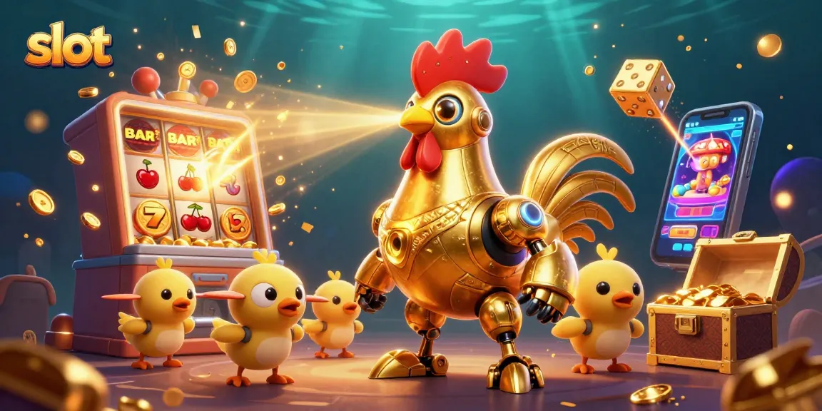 Slot memikat dengan mesin slot berkilau dan karakter ceria menarik perhatian pemain.
