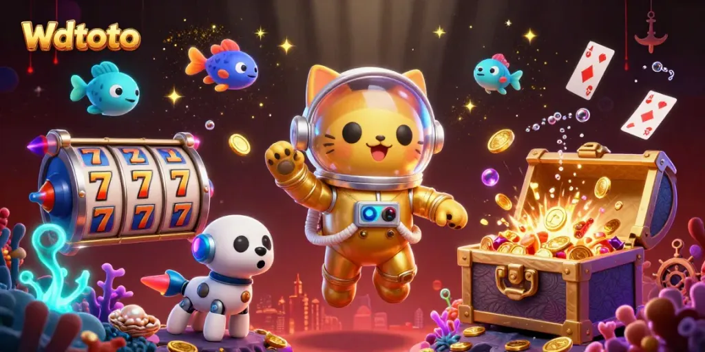 Wdtoto menghadirkan keseruan dengan kucing astronot dan elemen jackpot yang berkilau di kasino virtual