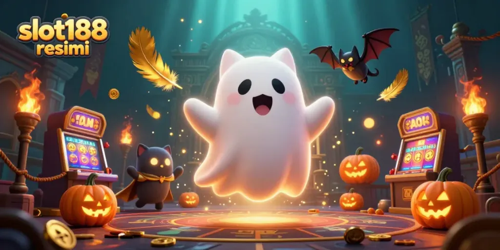 Menangkan hadiah besar saat bermain slot188 resmi dengan suasana kasino yang menakutkan dan hantu kucing yang berukuran 3D.