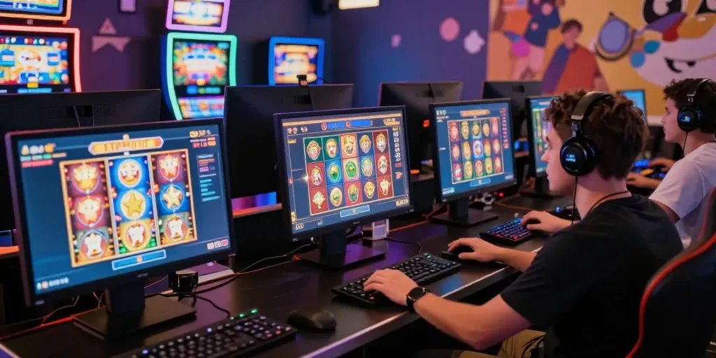 Pengguna AHHA4D sedang bermain slot online dengan modal Rp10.000, menciptakan suasana permainan yang mengasyikkan.