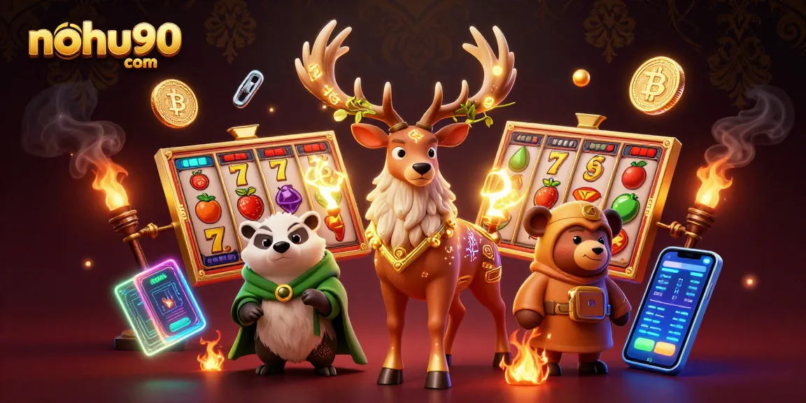 Engage with nohu90 com's exhilarating slots experience through vibrant, dynamic 3D illustration.
