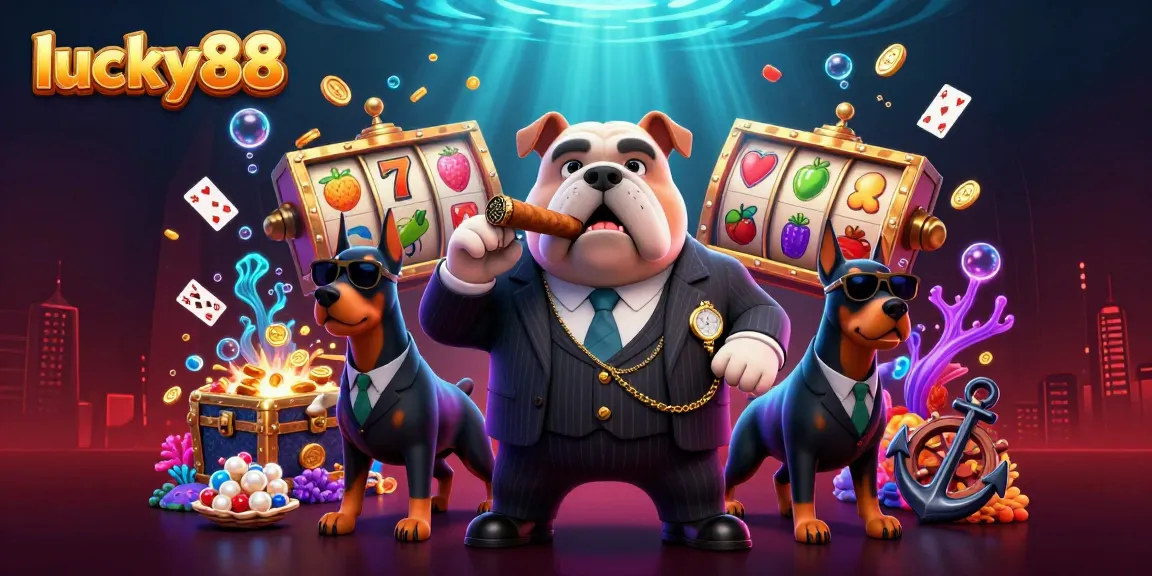 Experience exciting wins with lucky88 at the vibrant casino themed digital illustration.