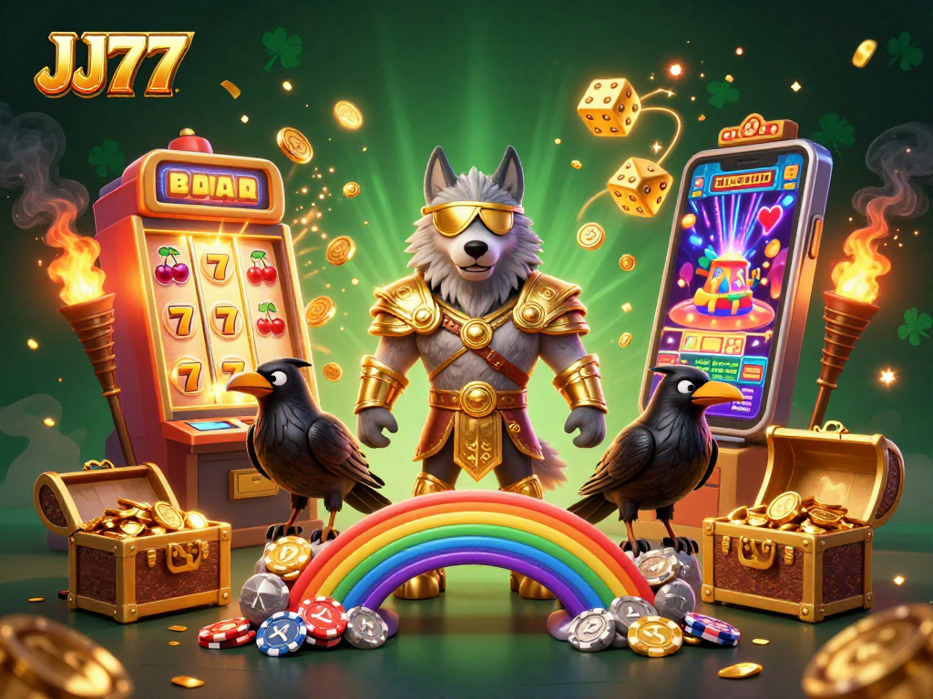 Experience thrilling gameplay with JJ77's 3D slot machine, golden treasures, and Norse gods.