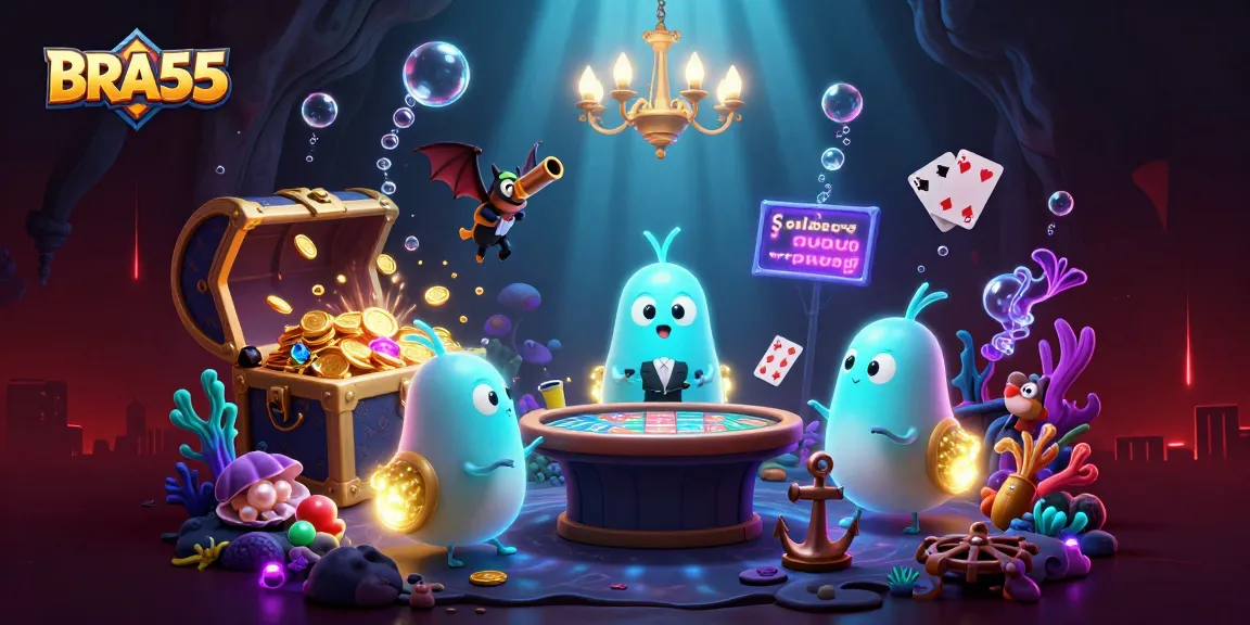 BRA55 illuminates a vibrant casino scene with glowworms and a bat dealer to enhance the gaming adventure.