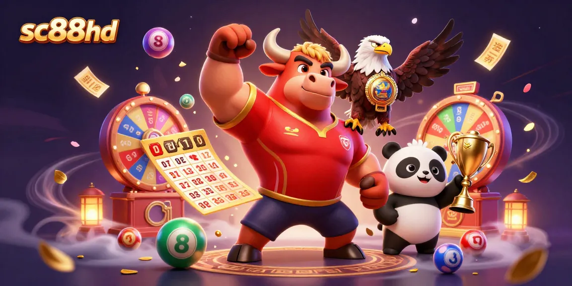 Join the fun with sc88hd as a bull mascot, eagle, and panda celebrate dynamic lottery wins!