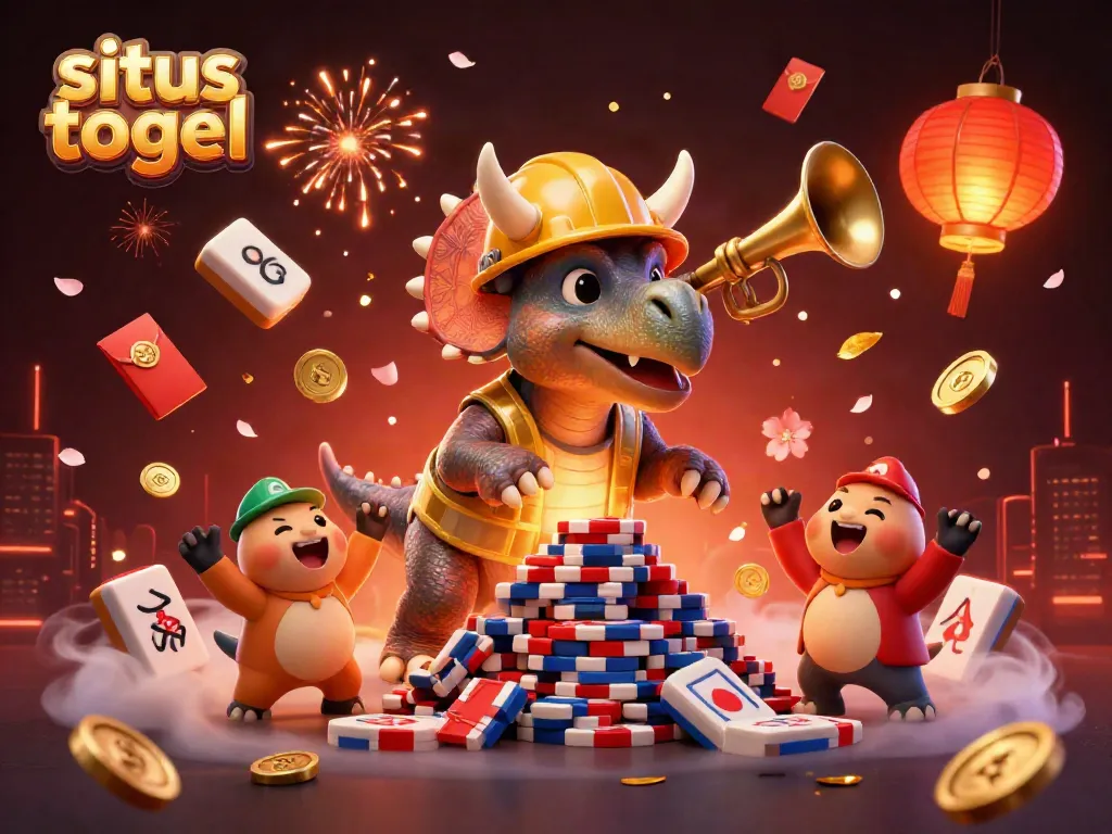 Bets come alive in situs togel with exciting triceratops and colorful game elements celebrating wins.