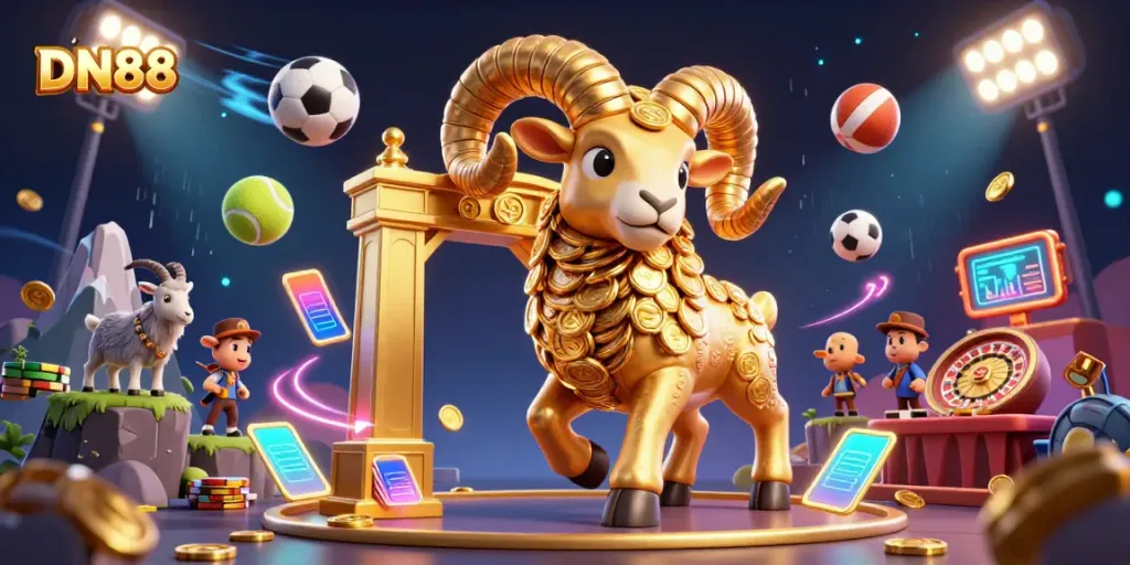 Experience thrilling gameplay at DN88 with dynamic sports motifs and vibrant casino elements.